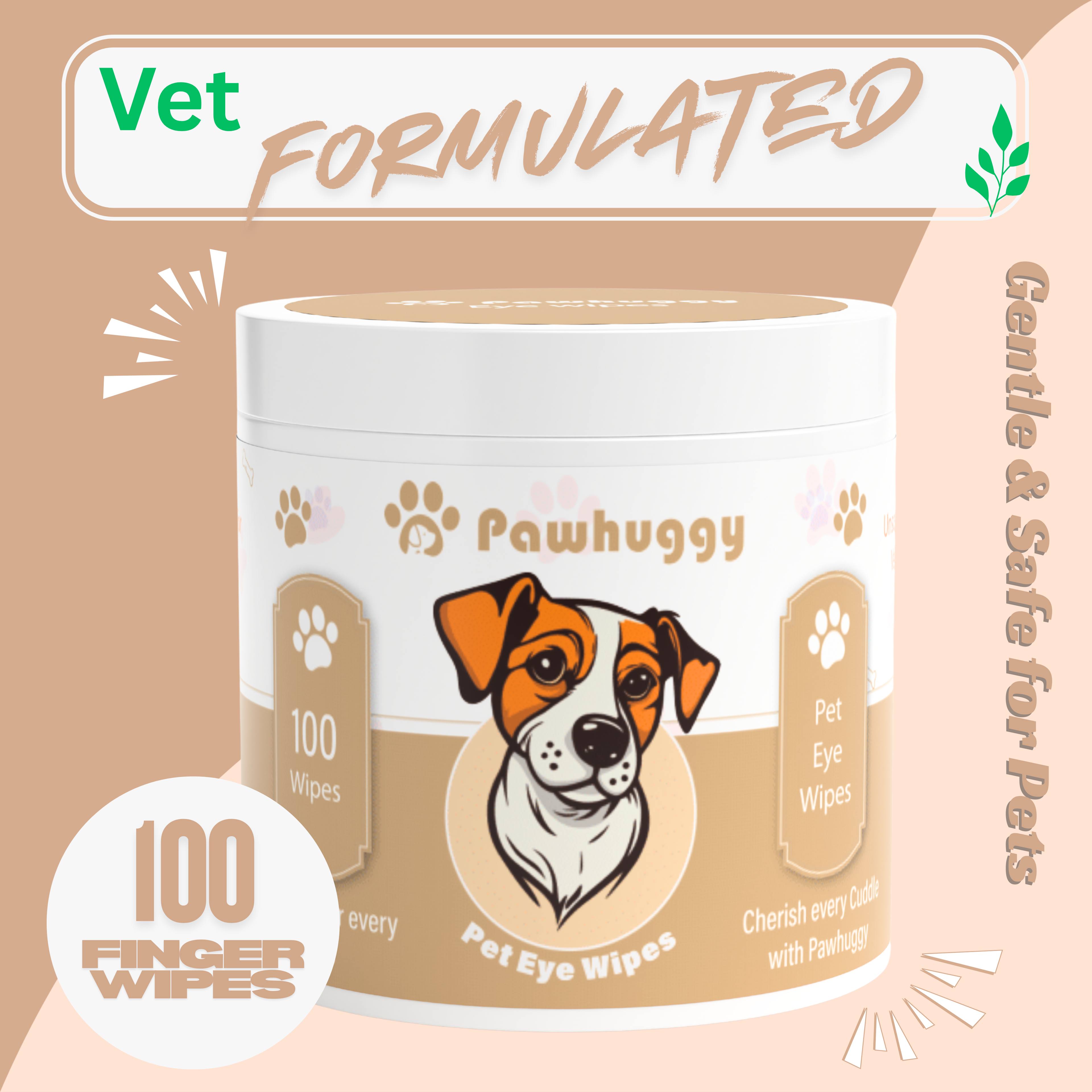 Pawhuggy Pet Eye Wipes — 100 Wipes · Tear Stain & Eye Care