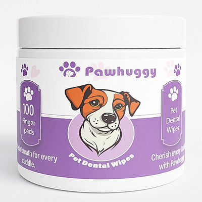 Pawhuggy Pet Dental Finger Wipes — 100 Wipes · Fresh Breath & Plaque Control