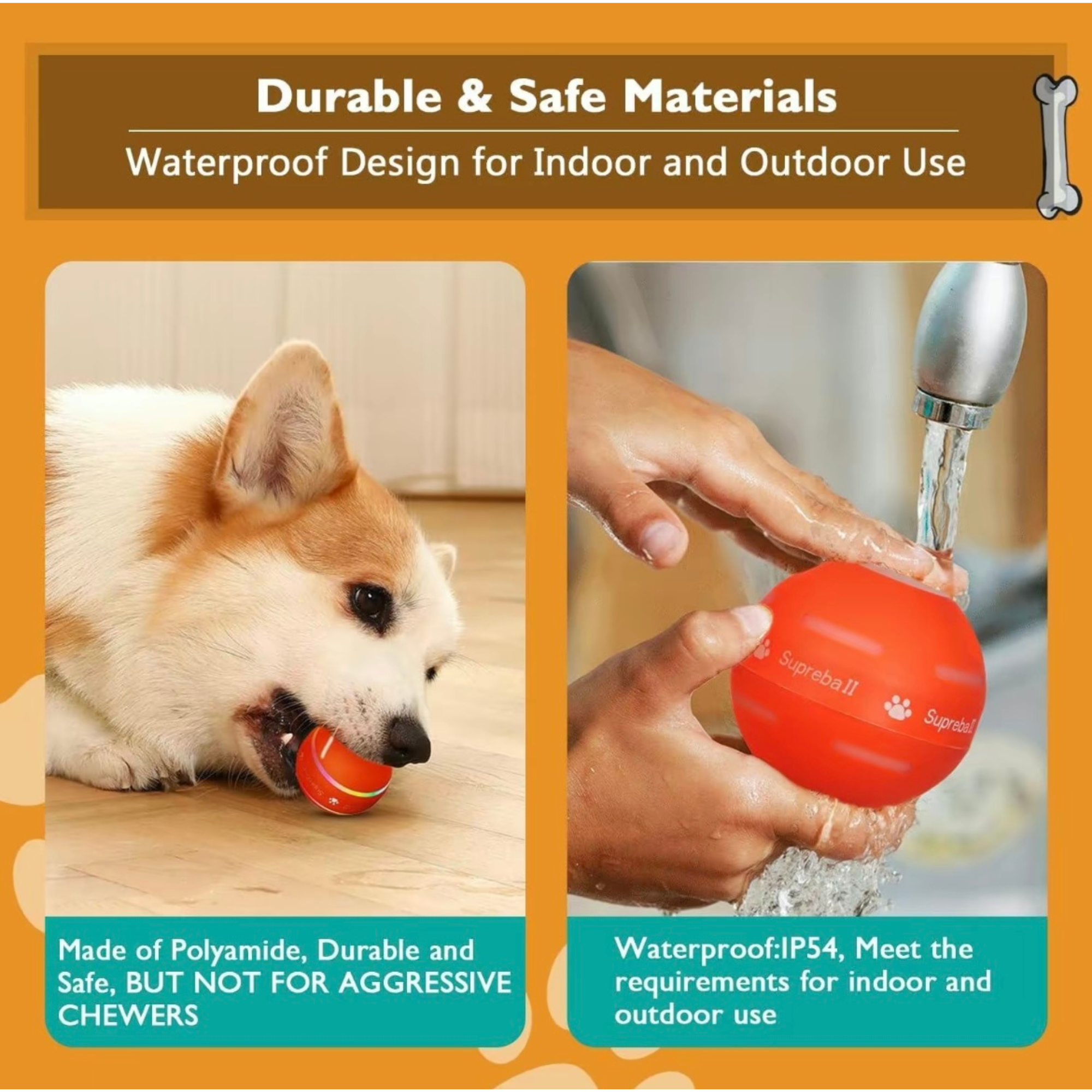 Interactive Dog Toys Dog Ball, [Newly Upgraded] Durable Motion Activated Automatic Rolling Ball Toys for/Small/Medium/Large Dogs, USB Rechargeable Springtok