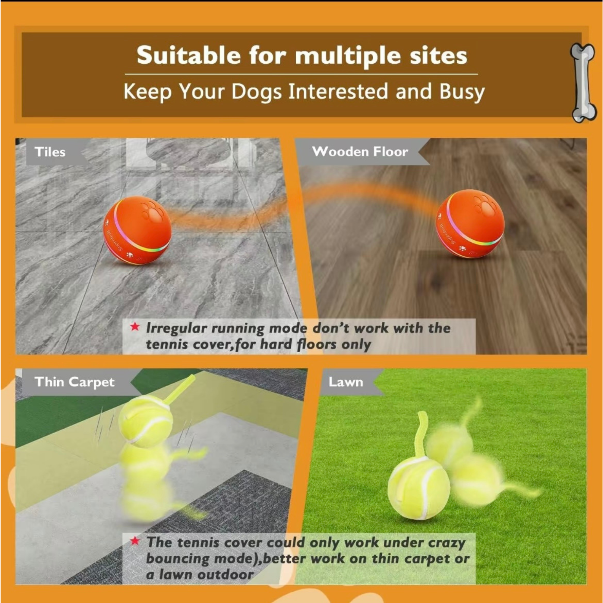 Interactive Dog Toys Dog Ball, [Newly Upgraded] Durable Motion Activated Automatic Rolling Ball Toys for/Small/Medium/Large Dogs, USB Rechargeable Springtok