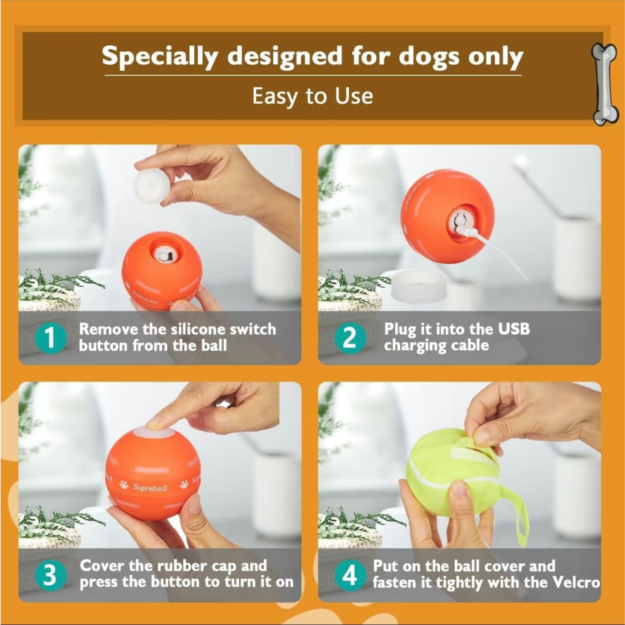 Interactive Dog Toys Dog Ball, [Newly Upgraded] Durable Motion Activated Automatic Rolling Ball Toys for/Small/Medium/Large Dogs, USB Rechargeable Springtok