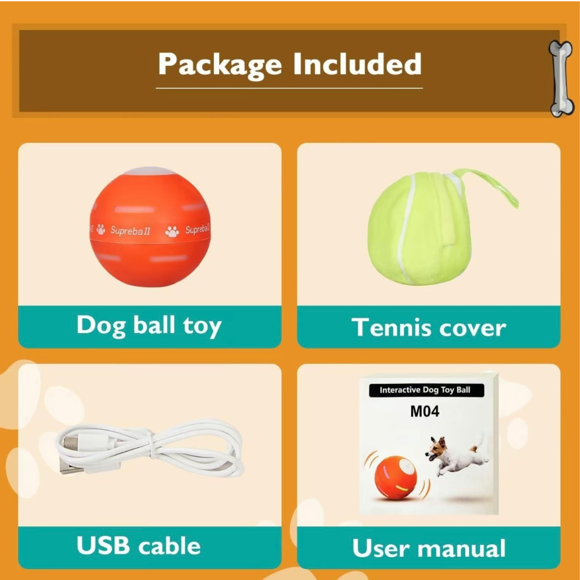 Interactive Dog Toys Dog Ball, [Newly Upgraded] Durable Motion Activated Automatic Rolling Ball Toys for/Small/Medium/Large Dogs, USB Rechargeable Springtok