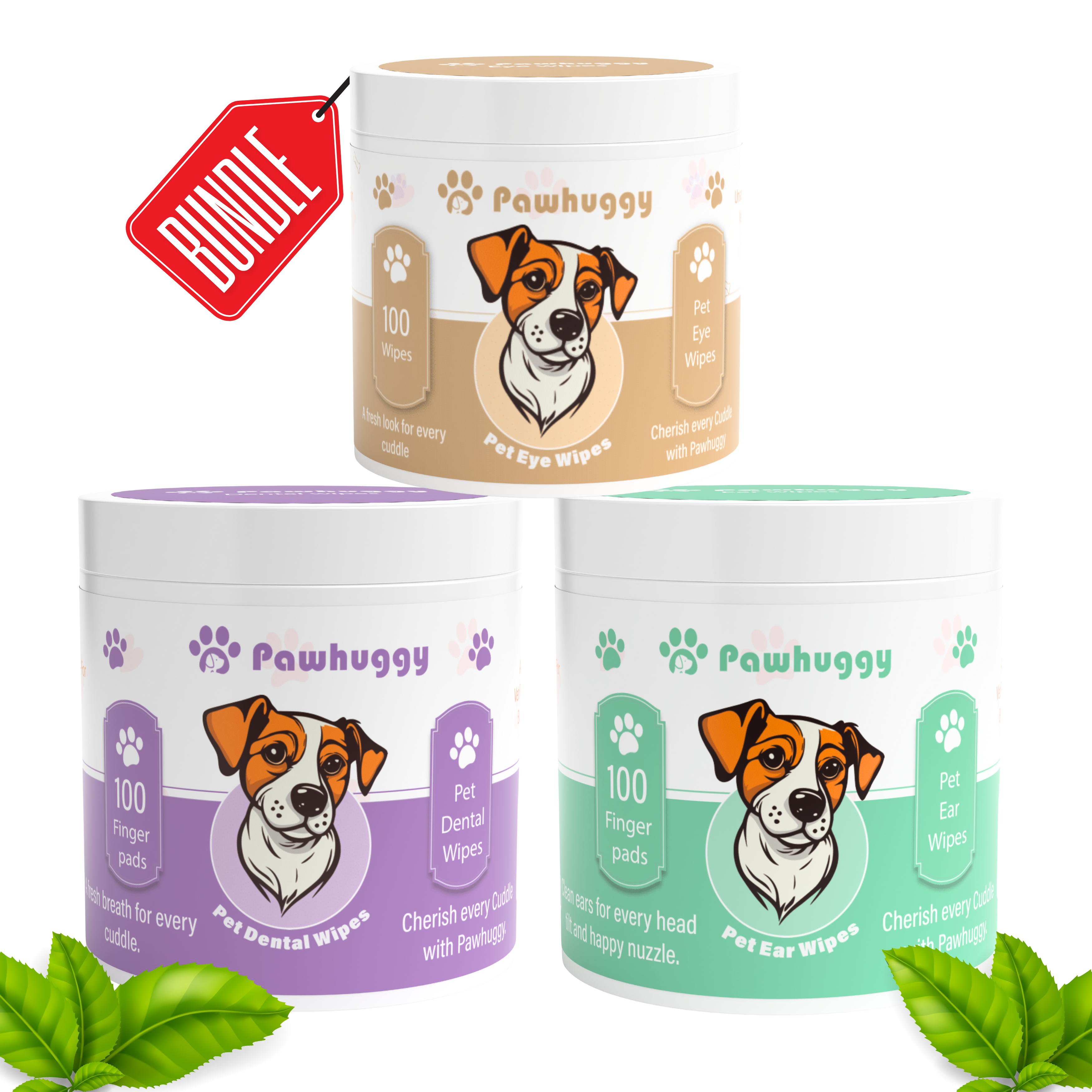 Pawhuggy 3-in-1 Care Bundle — 100 Wipes · Dental, Ear & Eye Care