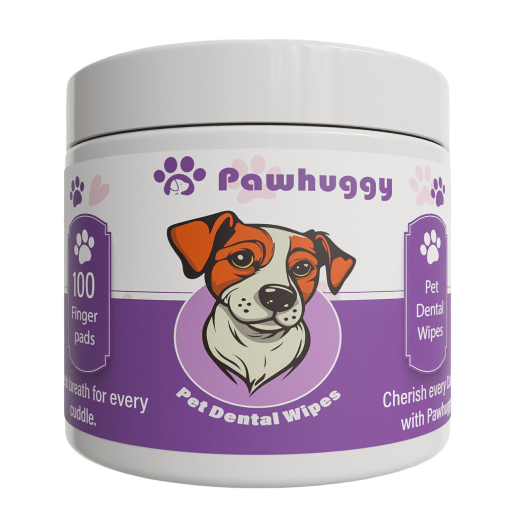 Pawhuggy Pet Dental Finger Wipes — 100 Wipes · Fresh Breath & Plaque Control