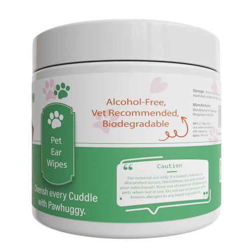 Pawhuggy Pet Ear Wipes — 100 Wipes · Ear Care & Odor Control